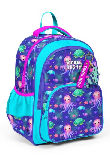Coral High Kids Lavanta Turkuaz Deniz Temalı Üç Bölmeli Okul Sırt Çantası 14422 - 1