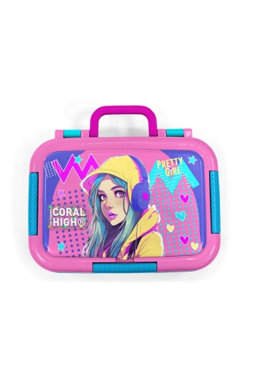 Coral High Kids Lavanta Turkuaz Kulaklı Kız Desenli Paslanmaz Çelik Beslenme Kabı 39359 - 5