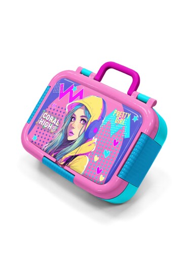 Coral High Kids Lavanta Turkuaz Kulaklı Kız Desenli Paslanmaz Çelik Beslenme Kabı 39359 - Coral High