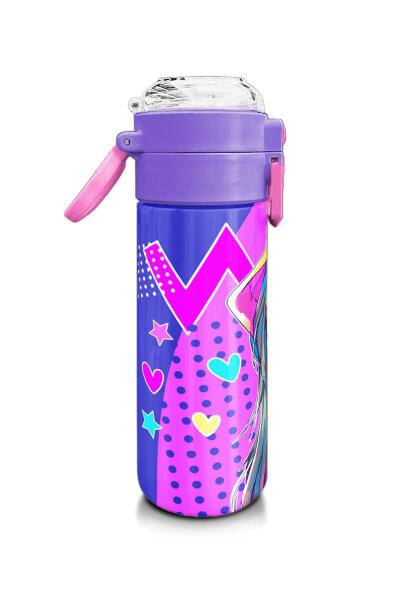 Coral High Kids Lavanta Turkuaz Kulaklı Kız Desenli Pipetli ve Direkt İçim Çelik Termos 500 ml 31835 - 2