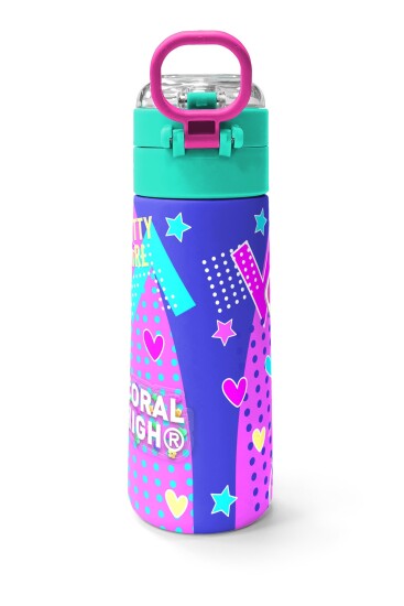 Coral High Kids Lavanta Turkuaz Kulaklı Kız Desenli Pipetli ve Direkt İçim Çelik Termos 500 ml 31835 - 4
