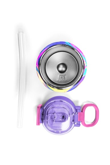 Coral High Kids Lavanta Turkuaz Kulaklı Kız Desenli Pipetli ve Direkt İçim Çelik Termos 500 ml 31835 - 7