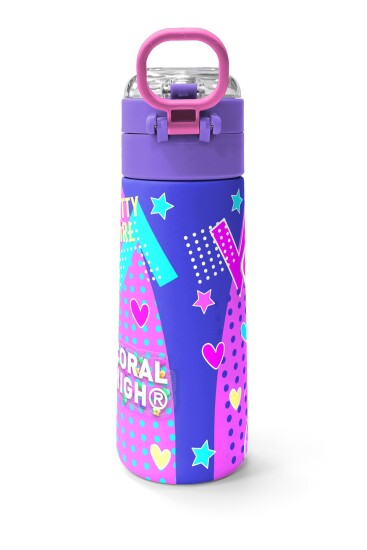 Coral High Kids Lavanta Turkuaz Kulaklı Kız Desenli Pipetli ve Direkt İçim Çelik Termos 500 ml 31835 - 4