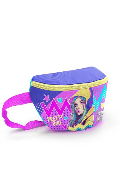 Coral High Kids Lavanta Turkuaz Kulaklıklı Kız Desenli Bel Çantası 11553 - 2