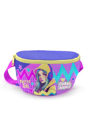 Coral High Kids Lavanta Turkuaz Kulaklıklı Kız Desenli Bel Çantası 11553 - Coral High
