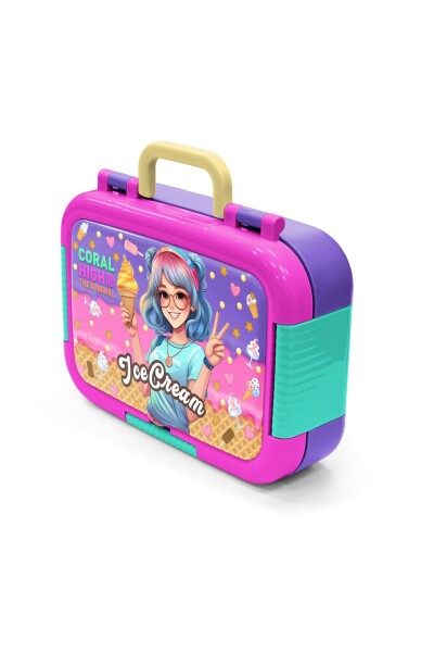 Coral High Kids Lila Turkuaz Dondurma ve Anime Desenli Paslanmaz Çelik Beslenme Kabı 39281 - 4