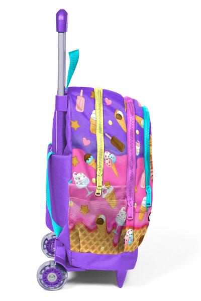 Coral High Kids Lila Turkuaz Dondurma ve Anime Desenli Üç Bölmeli Çekçekli Okul Sırt Çantası 23973 - 7