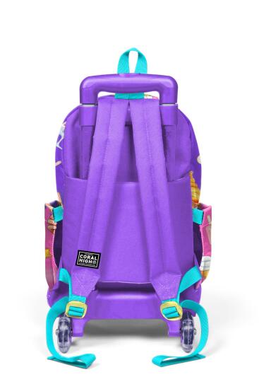 Coral High Kids Lila Turkuaz Dondurma ve Anime Desenli Üç Bölmeli Çekçekli Okul Sırt Çantası 23973 - 5