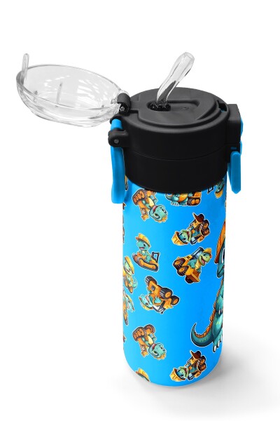 Coral High Kids Mavi Dinozor Desenli Pipetli ve Direkt İçim Çelik Termos 500 ml 31799 - 5
