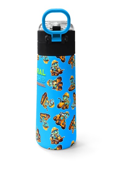 Coral High Kids Mavi Dinozor Desenli Pipetli ve Direkt İçim Çelik Termos 500 ml 31799 - 4