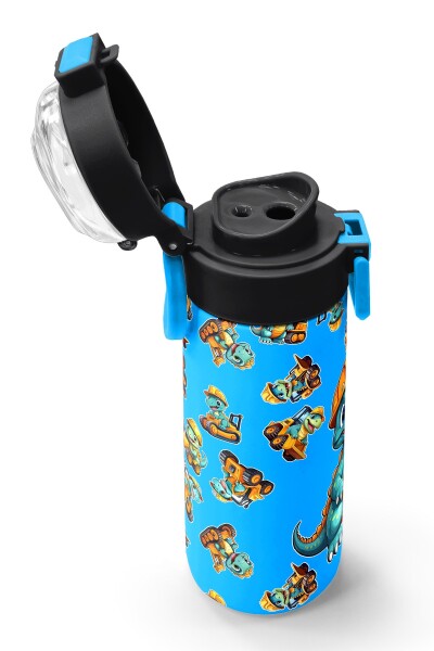 Coral High Kids Mavi Dinozor Desenli Pipetli ve Direkt İçim Çelik Termos 500 ml 31799 - 6