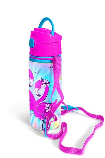 Coral High Kids Mavi Flamingo Desenli Pipetli Alüminyum Matara 600 ml 11947 - 3