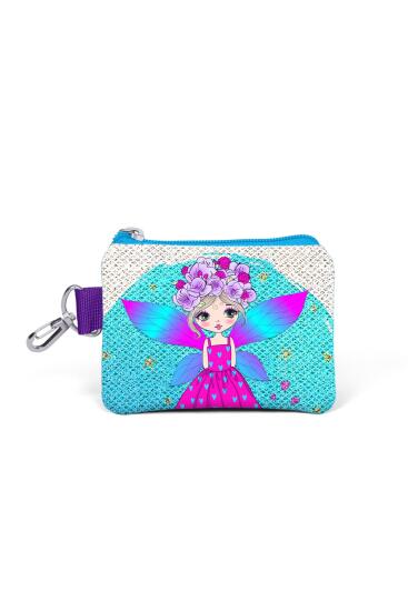Coral High Kids Pembe Mavi Peri Desenli Simli Bozuk Para Çantası 21799 - Coral High KIDS