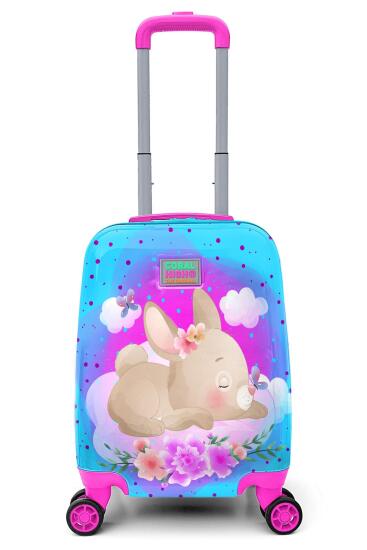 Coral High Kids Mavi Pembe Tavşan Desenli Çocuk Valizi 16706 