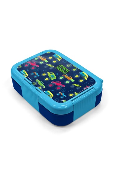 Coral High Kids Mavi Lacivert Monster Truck Desenli Paslanmaz Çelik Beslenme Kabı 39306 - 2