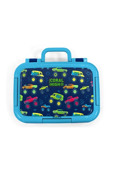 Coral High Kids Mavi Lacivert Monster Truck Desenli Paslanmaz Çelik Beslenme Kabı 39306 - 5