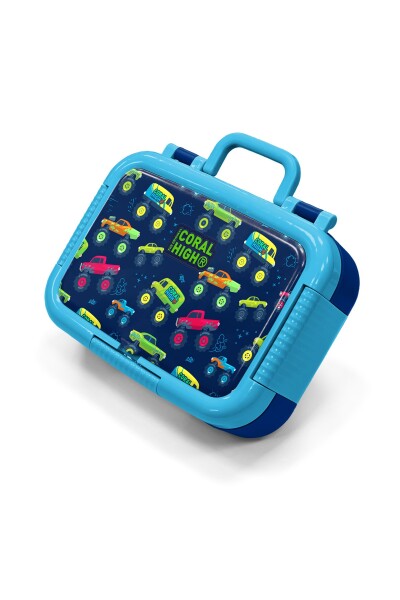 Coral High Kids Mavi Lacivert Monster Truck Desenli Paslanmaz Çelik Beslenme Kabı 39306 - 1
