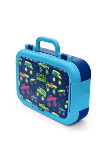 Coral High Kids Mavi Lacivert Monster Truck Desenli Paslanmaz Çelik Beslenme Kabı 39306 - 4