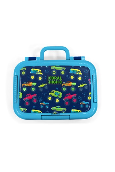 Coral High Kids Mavi Lacivert Monster Truck Desenli Paslanmaz Çelik Beslenme Kabı 39306 - 5