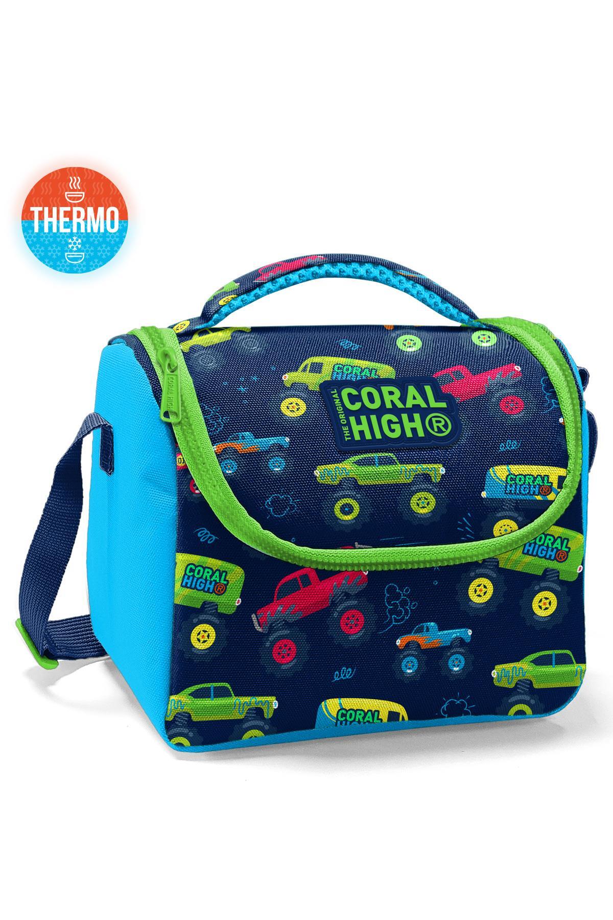 Coral High Kids Mavi Lacivert Monster Truck Desenli Thermo Beslenme Çantası 11821