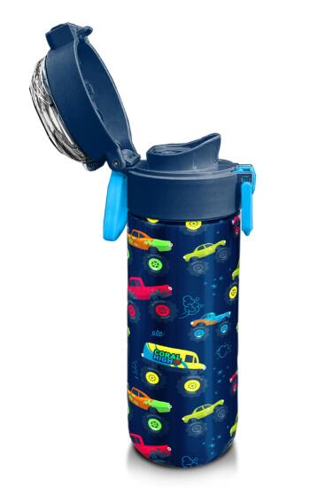 Coral High Kids Mavi Lacivert Truck Desenli Pipetli ve Direkt İçim Çelik Termos 500 ml 31979 - 6