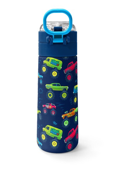 Coral High Kids Mavi Lacivert Truck Desenli Pipetli ve Direkt İçim Çelik Termos 500 ml 31979 - 4