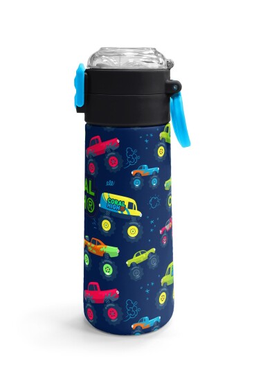Coral High Kids Mavi Lacivert Truck Desenli Pipetli ve Direkt İçim Çelik Termos 500 ml 31979 - 3