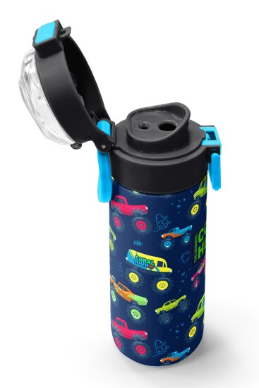 Coral High Kids Mavi Lacivert Truck Desenli Pipetli ve Direkt İçim Çelik Termos 500 ml 31979 - 6