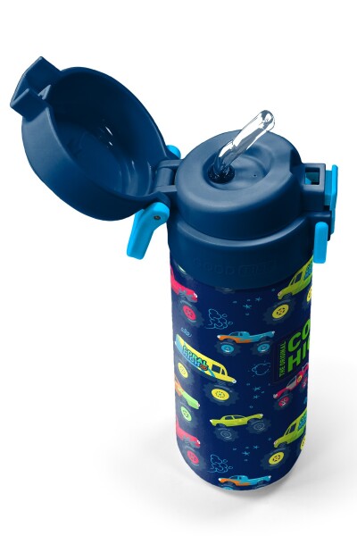 Coral High Kids Mavi Lacivert Truck Desenli Pipetli ve Direkt İçim Çelik Termos 500 ml 31979 - 2