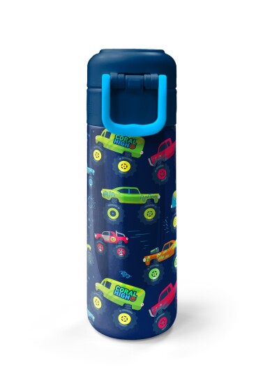 Coral High Kids Mavi Lacivert Truck Desenli Pipetli ve Direkt İçim Çelik Termos 500 ml 31979 - 7