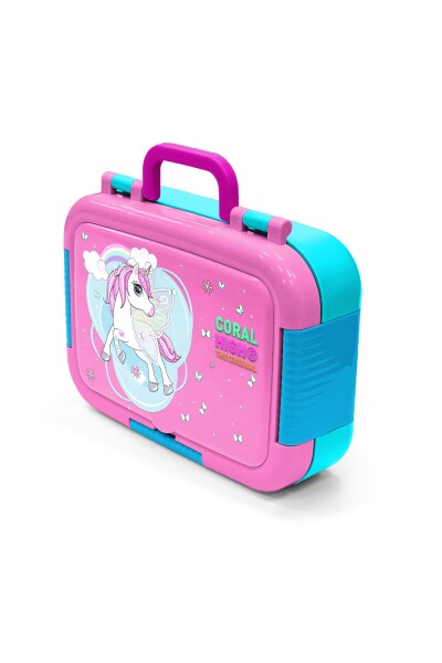 Coral High Kids Mavi Neon Pembe Unicorn Desenli Paslanmaz Çelik Beslenme Kabı 39232 - 4