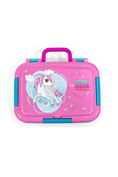 Coral High Kids Mavi Neon Pembe Unicorn Desenli Paslanmaz Çelik Beslenme Kabı 39232 - 5