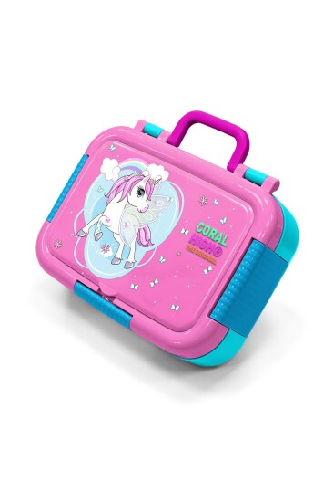 Coral High Kids Mavi Neon Pembe Unicorn Desenli Paslanmaz Çelik Beslenme Kabı 39232 - Coral High