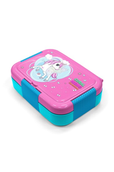 Coral High Kids Mavi Neon Pembe Unicorn Desenli Paslanmaz Çelik Beslenme Kabı 39232 - 2