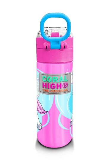 Coral High Kids Mavi Neon Pembe Unicorn Desenli Pipetli ve Direkt İçim Çelik Termos 500 ml 31925 - 3