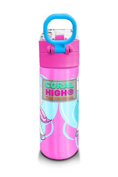Coral High Kids Mavi Neon Pembe Unicorn Desenli Pipetli ve Direkt İçim Çelik Termos 500 ml 31925 - 3