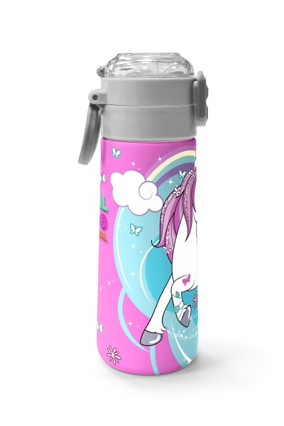 Coral High Kids Mavi Neon Pembe Unicorn Desenli Pipetli ve Direkt İçim Çelik Termos 500 ml 31925 - 2