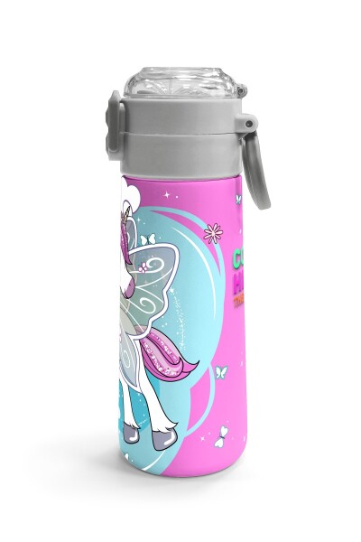 Coral High Kids Mavi Neon Pembe Unicorn Desenli Pipetli ve Direkt İçim Çelik Termos 500 ml 31925 - 3