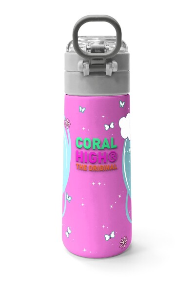 Coral High Kids Mavi Neon Pembe Unicorn Desenli Pipetli ve Direkt İçim Çelik Termos 500 ml 31925 - 4