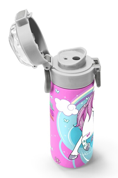 Coral High Kids Mavi Neon Pembe Unicorn Desenli Pipetli ve Direkt İçim Çelik Termos 500 ml 31925 - 6