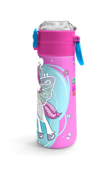 Coral High Kids Mavi Neon Pembe Unicorn Desenli Pipetli ve Direkt İçim Çelik Termos 500 ml 31925 - 3