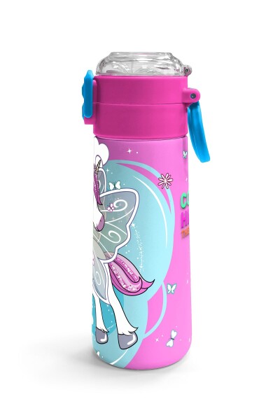 Coral High Kids Mavi Neon Pembe Unicorn Desenli Pipetli ve Direkt İçim Çelik Termos 500 ml 31925 - 3