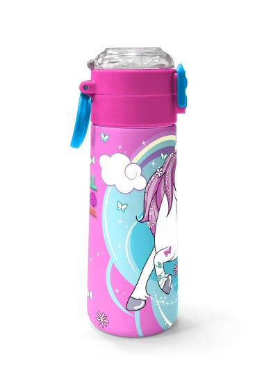 Coral High Kids Mavi Neon Pembe Unicorn Desenli Pipetli ve Direkt İçim Çelik Termos 500 ml 31925 - 2
