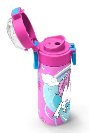 Coral High Kids Mavi Neon Pembe Unicorn Desenli Pipetli ve Direkt İçim Çelik Termos 500 ml 31925 - 6