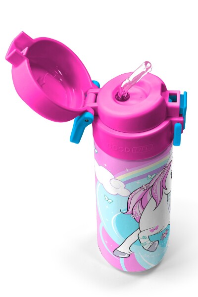 Coral High Kids Mavi Neon Pembe Unicorn Desenli Pipetli ve Direkt İçim Çelik Termos 500 ml 31925 - 2