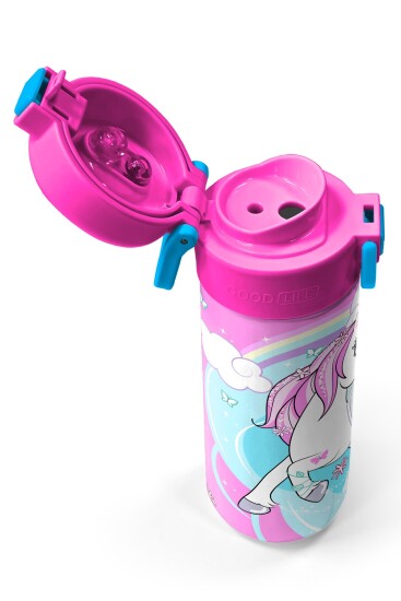 Coral High Kids Mavi Neon Pembe Unicorn Desenli Pipetli ve Direkt İçim Çelik Termos 500 ml 31925 - 3