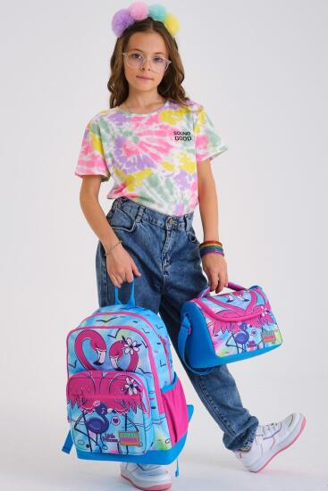 Coral High Kids Mavi Pembe Flamingo Desenli 3’lü Okul Çanta Seti SET0123730 - 2