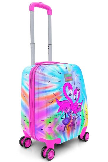 Coral High Kids Mavi Pembe Flamingo Desenli Çocuk Valizi 16702 - 7