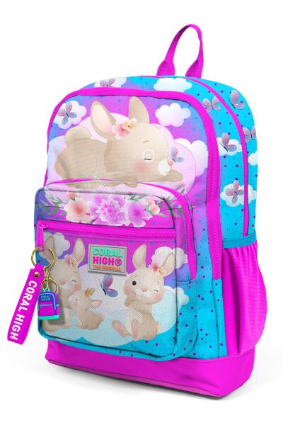 Coral High Kids Mavi Pembe Tavşan Desenli Dört Bölmeli Okul Sırt Çantası 23736 - 8
