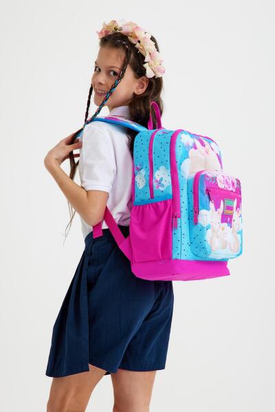 Coral High Kids Mavi Pembe Tavşan Desenli Dört Bölmeli Okul Sırt Çantası 23736 - 10